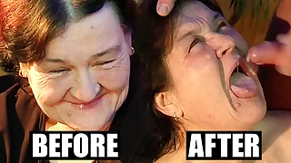 Very old granny didn't know cum on her face