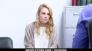 Blonde young stepdaughter Natalie Knight and big tits stepmom Kylie Kingston caught shoplifting and banged by officer