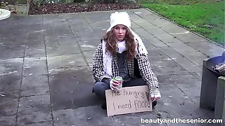 Homeless teen fucks granddad in the park for little cash
