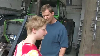 Ugly chubby beauteous garage boss fuck her employee, eating his cum